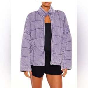 Forever 21 Quilted Zip-Up Jacket Lavender Small Oversized